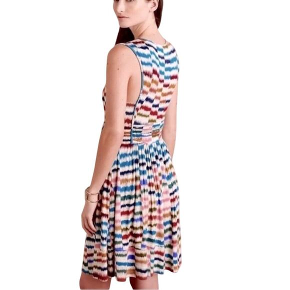 Maeve Anthropologie Rainbow Stripe Twist Keyhole Midi Dress XS - Picture 2 of 7